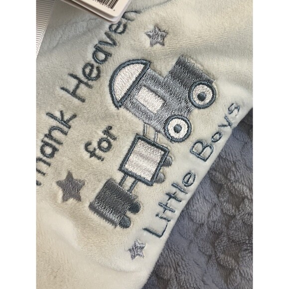 Little Me Thank Heaven For Little Boys Blue Reversible Baby Blanket Embroidered - Picture 7 of 7
